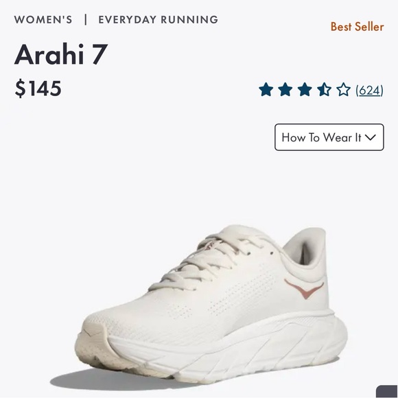 NEW IN BOX Hoka One Arahi 7 Rose Gold Blanc de Blanc Womens Size 8 - Picture 7 of 12